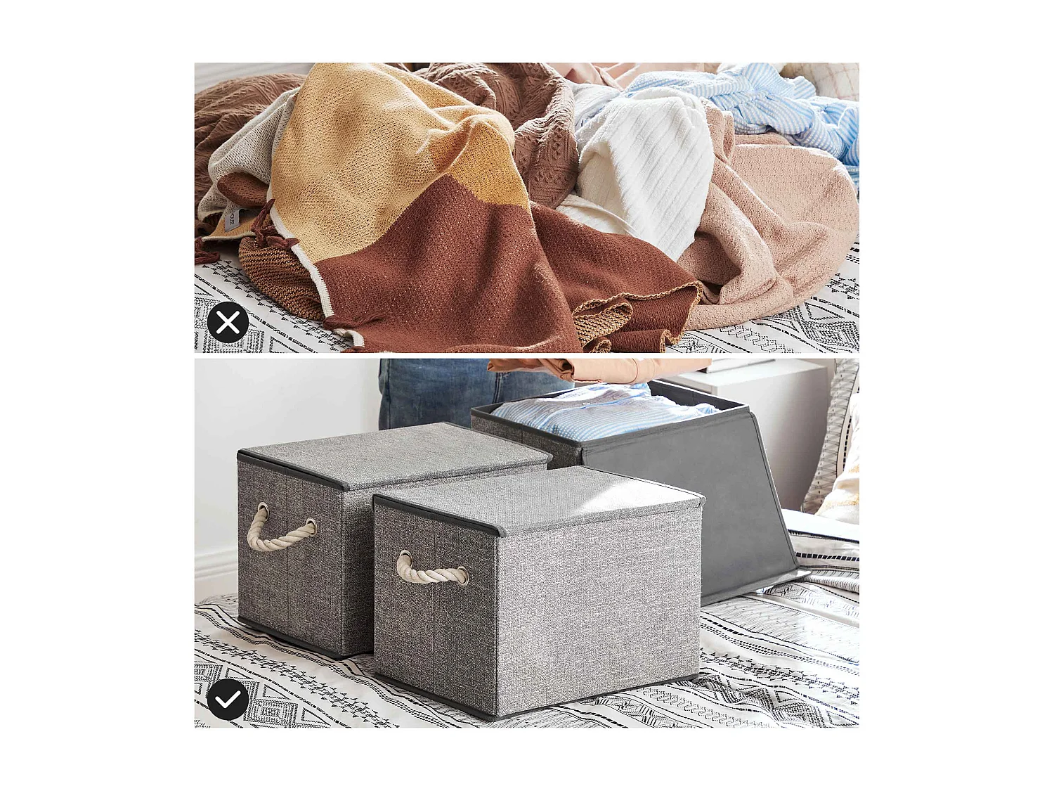 Lot de 3 boîtes de rangement pliables Saint-Pétersbourg