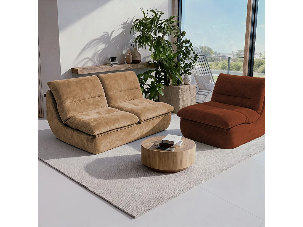 Coco Living Nuvia Living Set 3-Sitzer - Sand und Schokolade