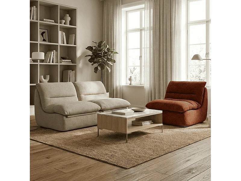 Nuvia Living Set 3-Sitzer - Sand und Schokolade