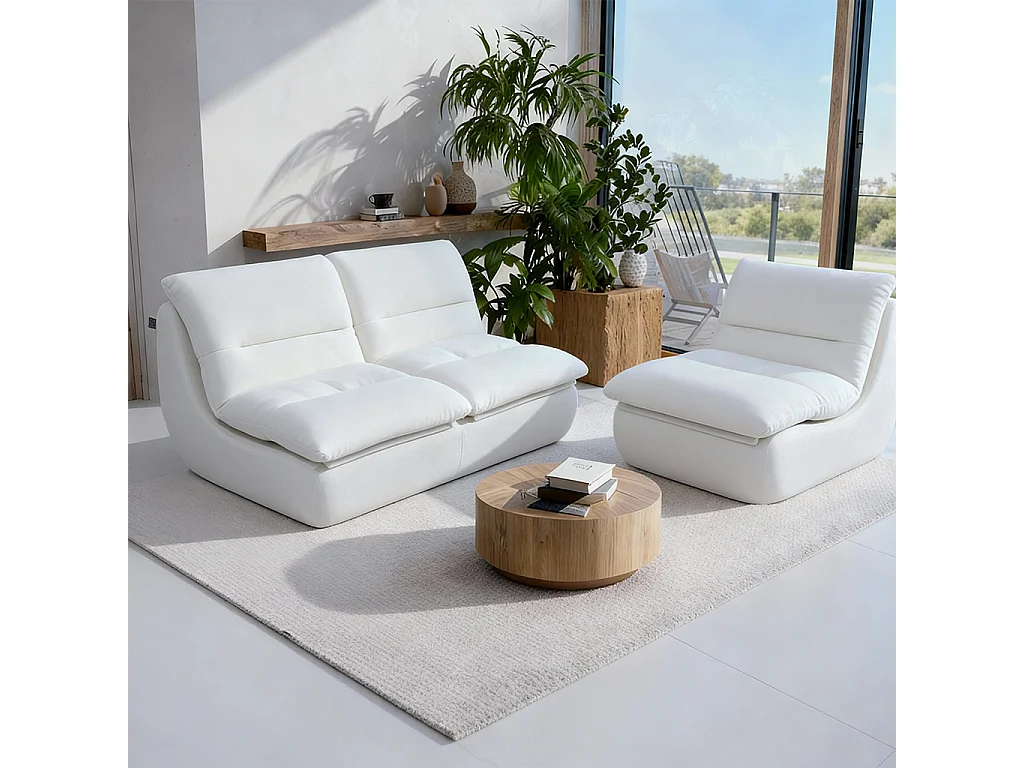 Coco Living Pack Nuvia Living 3 places - blanc et blanc