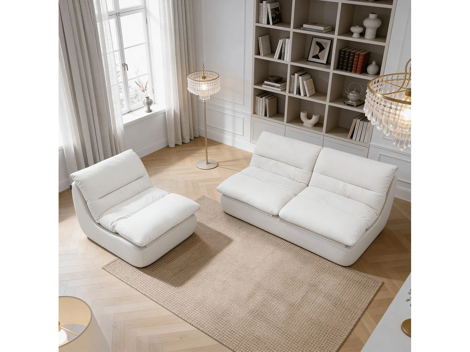 Coco Living Pack Nuvia Living 3 places - blanc et blanc