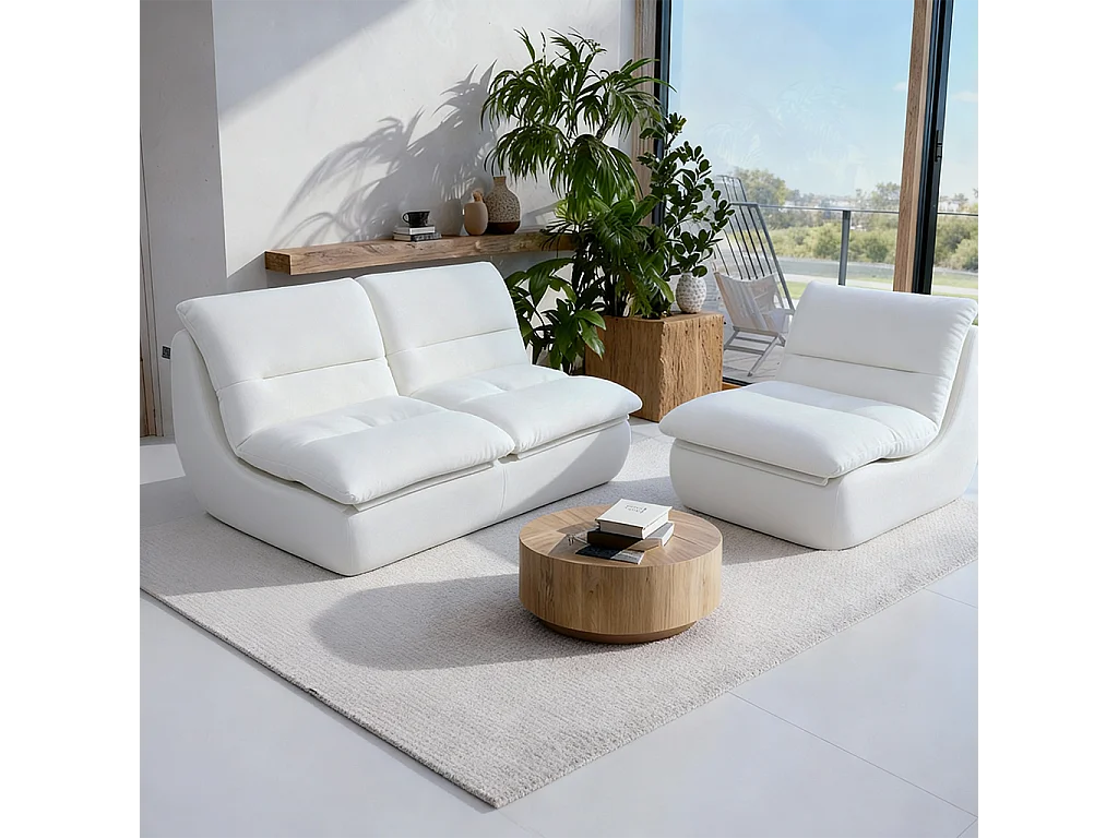 Coco Living Pack Nuvia Living 3 places - blanc et blanc