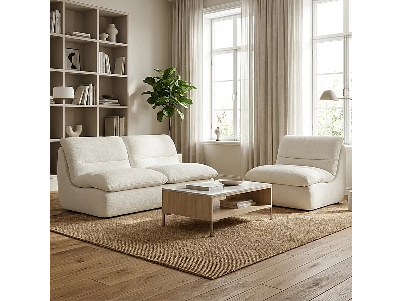 Coco Living Pack Nuvia Living 3 plazas - blanco y blanco