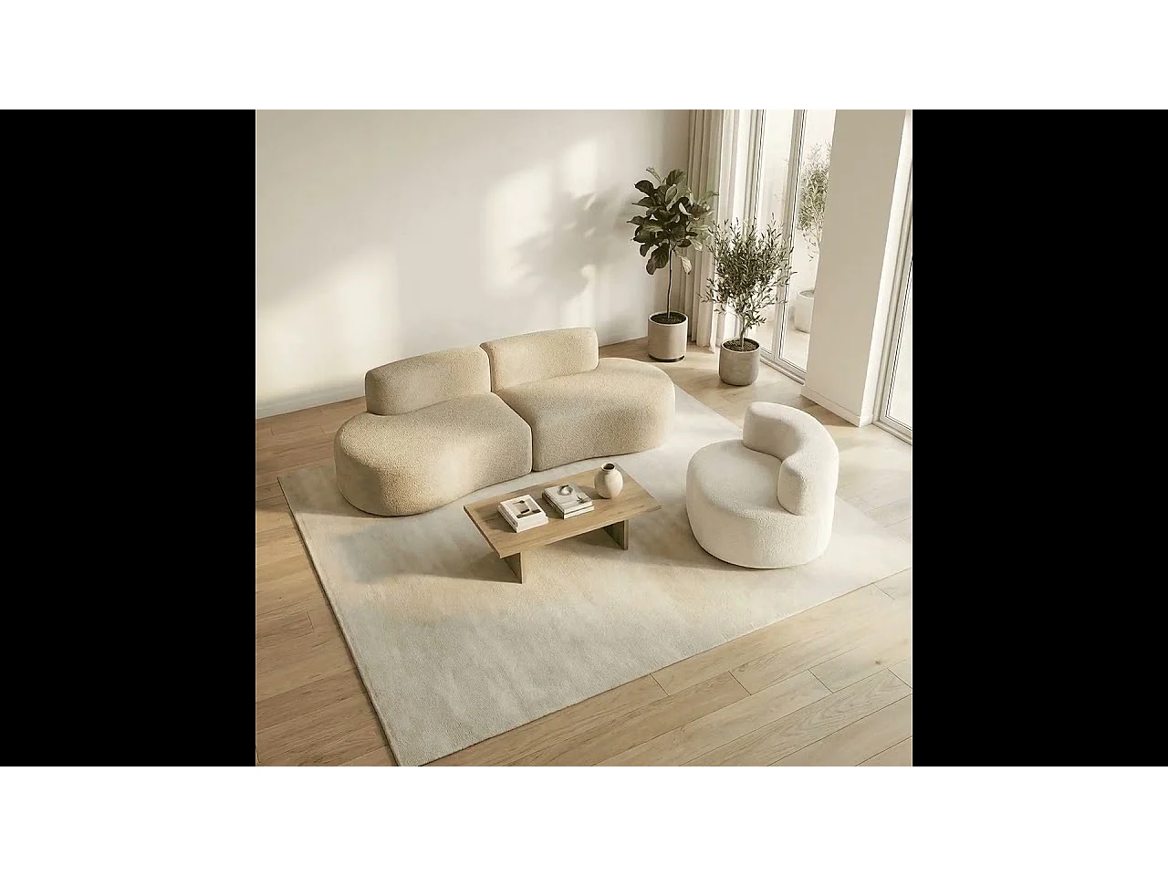 Lounge-Set Sofa und Sessel - Sand und Weiß