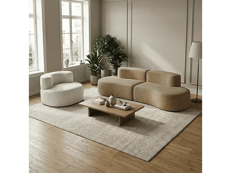 Coco Living Pack Lounge Canapé et fauteuil - sable et blanc