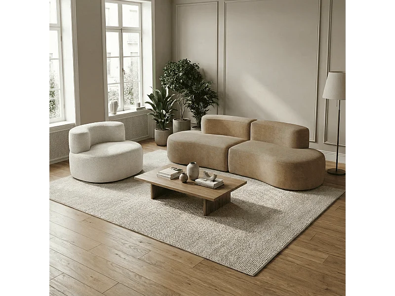 Coco Living Lounge-Set Sofa und Sessel - Sand und Weiß