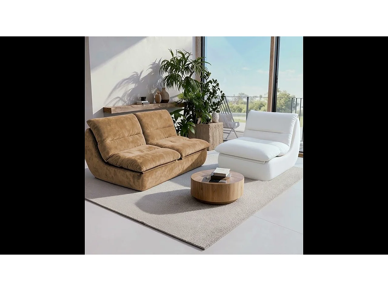 Nuvia Living Set 3-Sitzer - Sand und Weiß