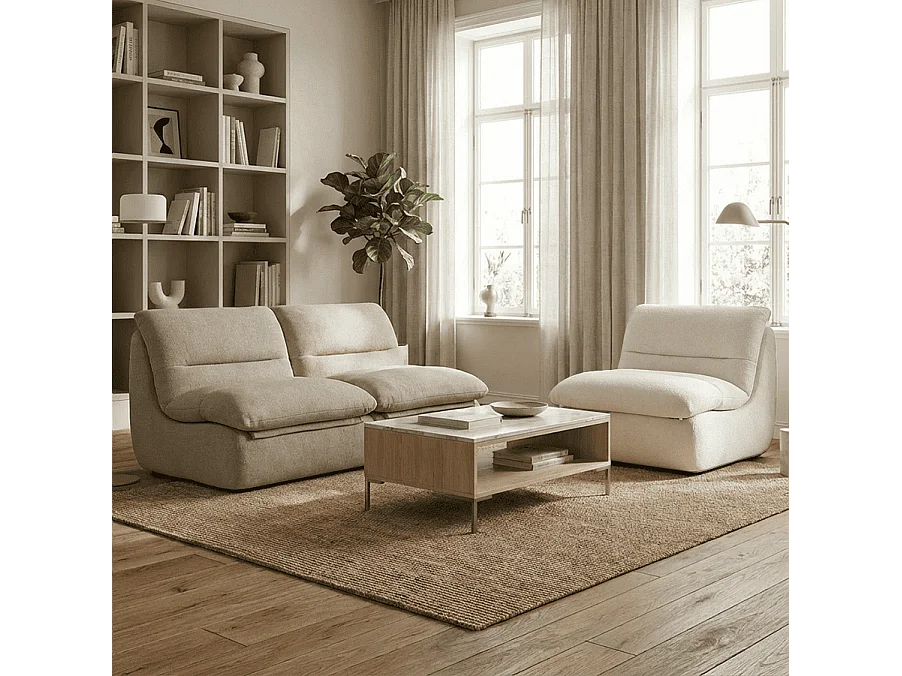 Coco Living Nuvia Living Set 3-Sitzer - Sand und Weiß