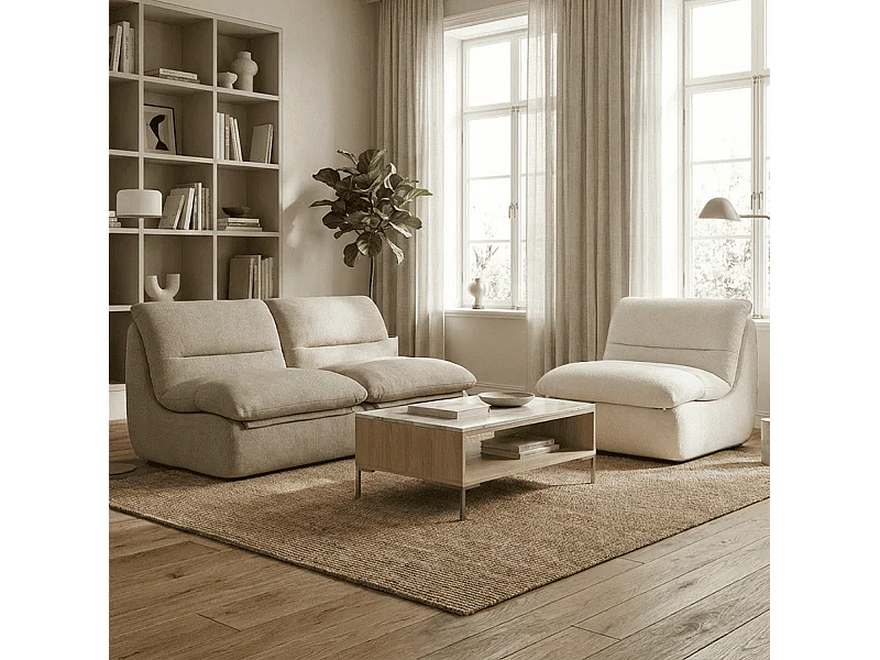 Coco Living Pack Nuvia Living 3 zitplaatsen – zand en wit