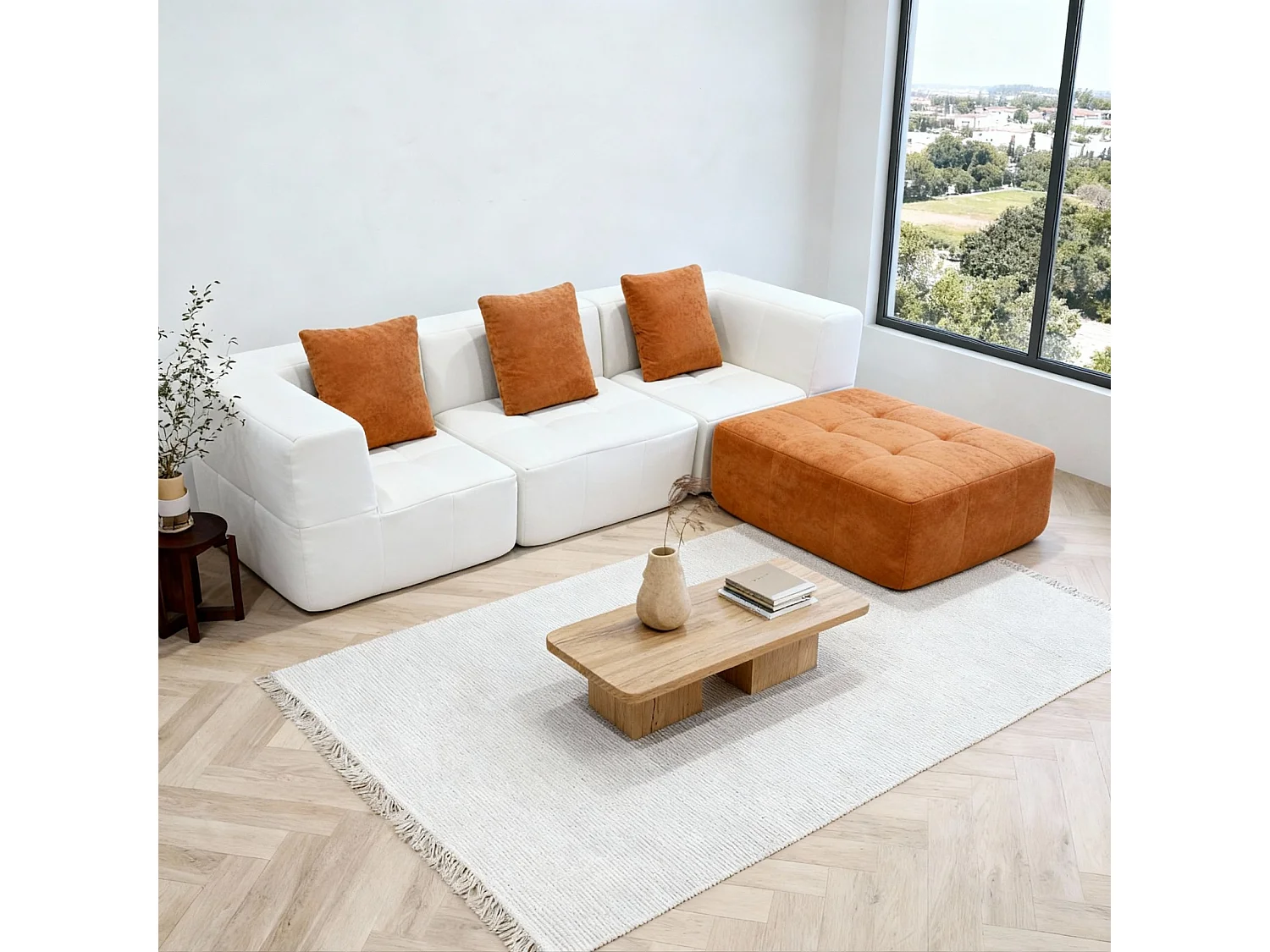 Coco Living Canapé Eden Complet 3 places - blanc orange