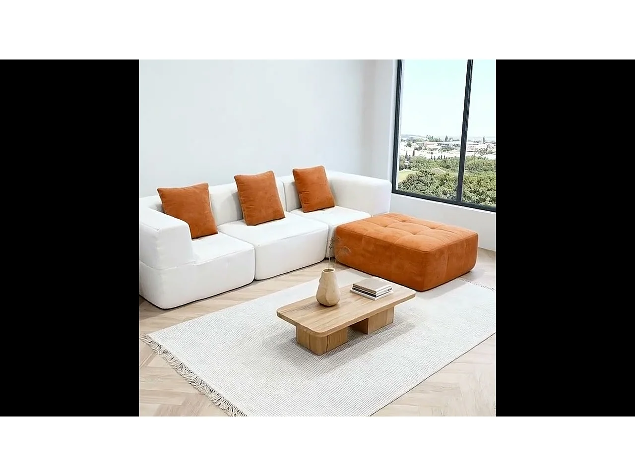 Sofá Eden Completo 3 plazas - blanco naranja