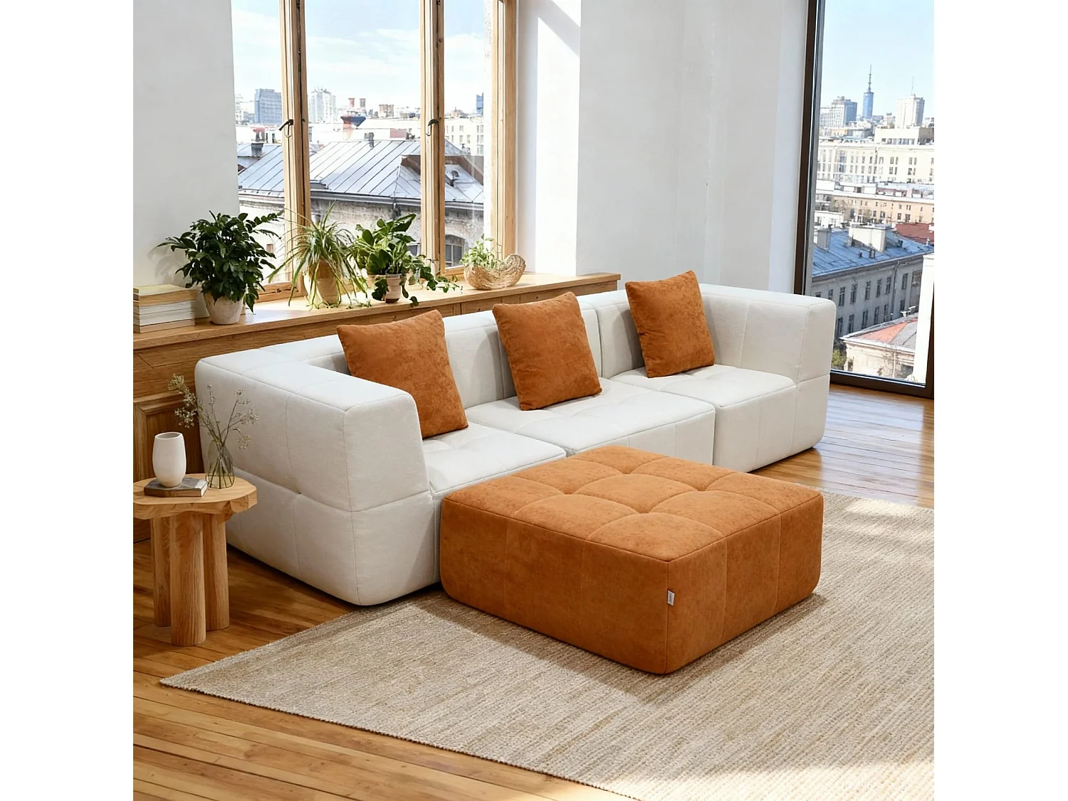 Sofá Eden Completo 3 plazas - blanco naranja