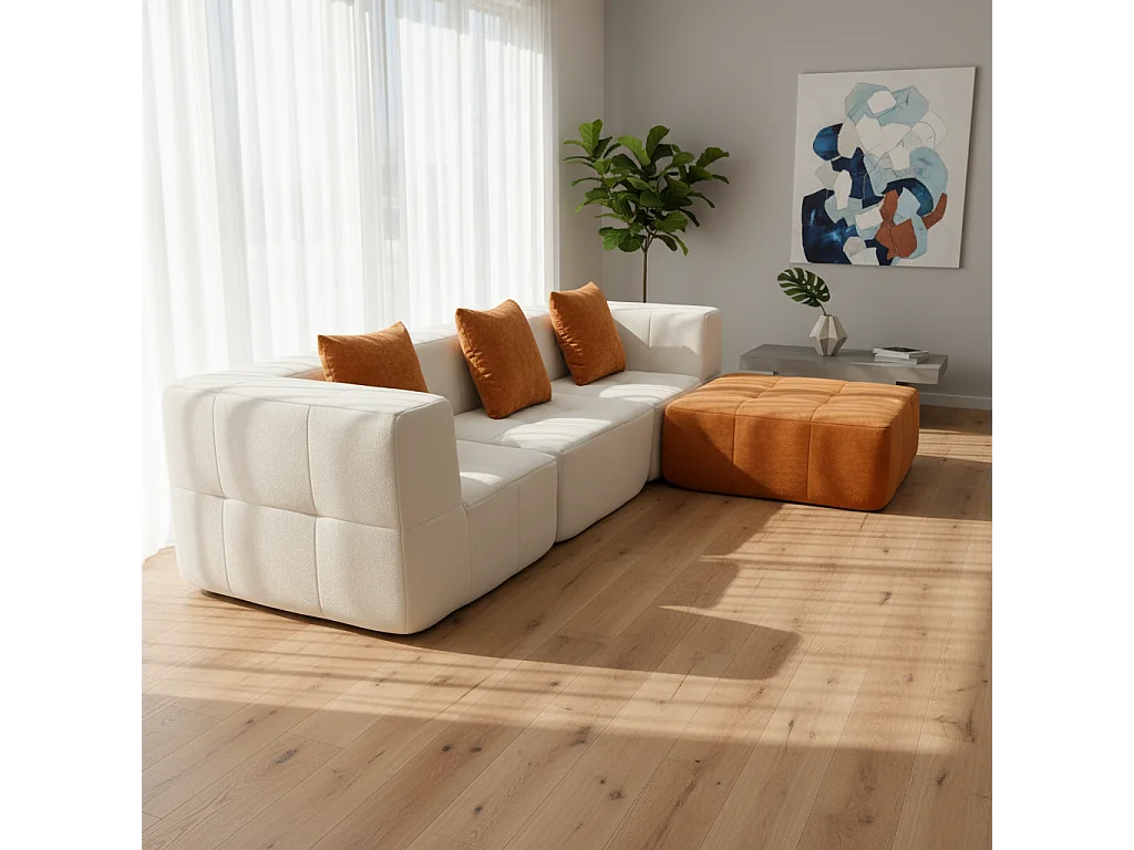 Coco Living Canapé Eden Complet 3 places - blanc orange