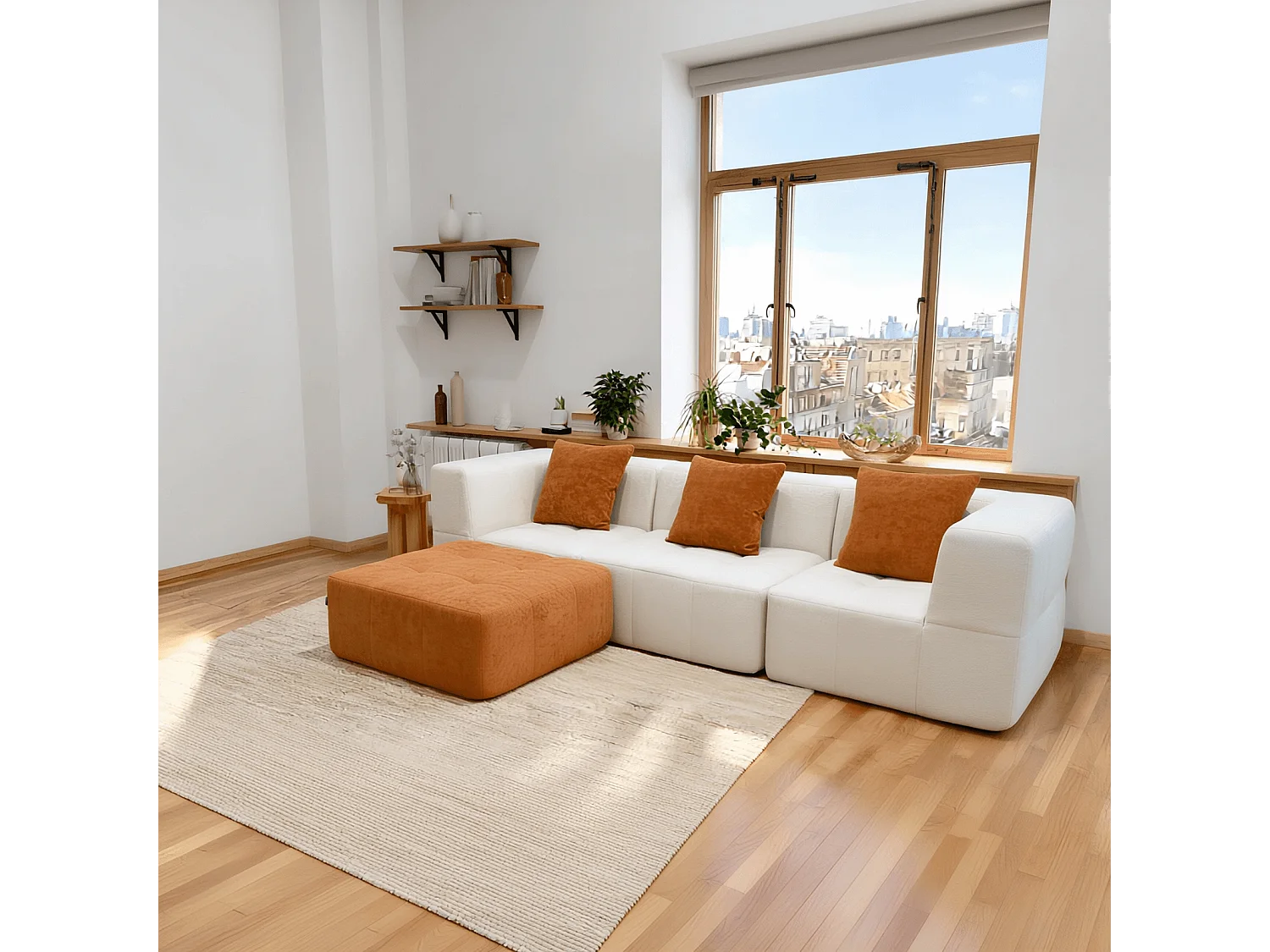 Coco Living Canapé Eden Complet 3 places - blanc orange