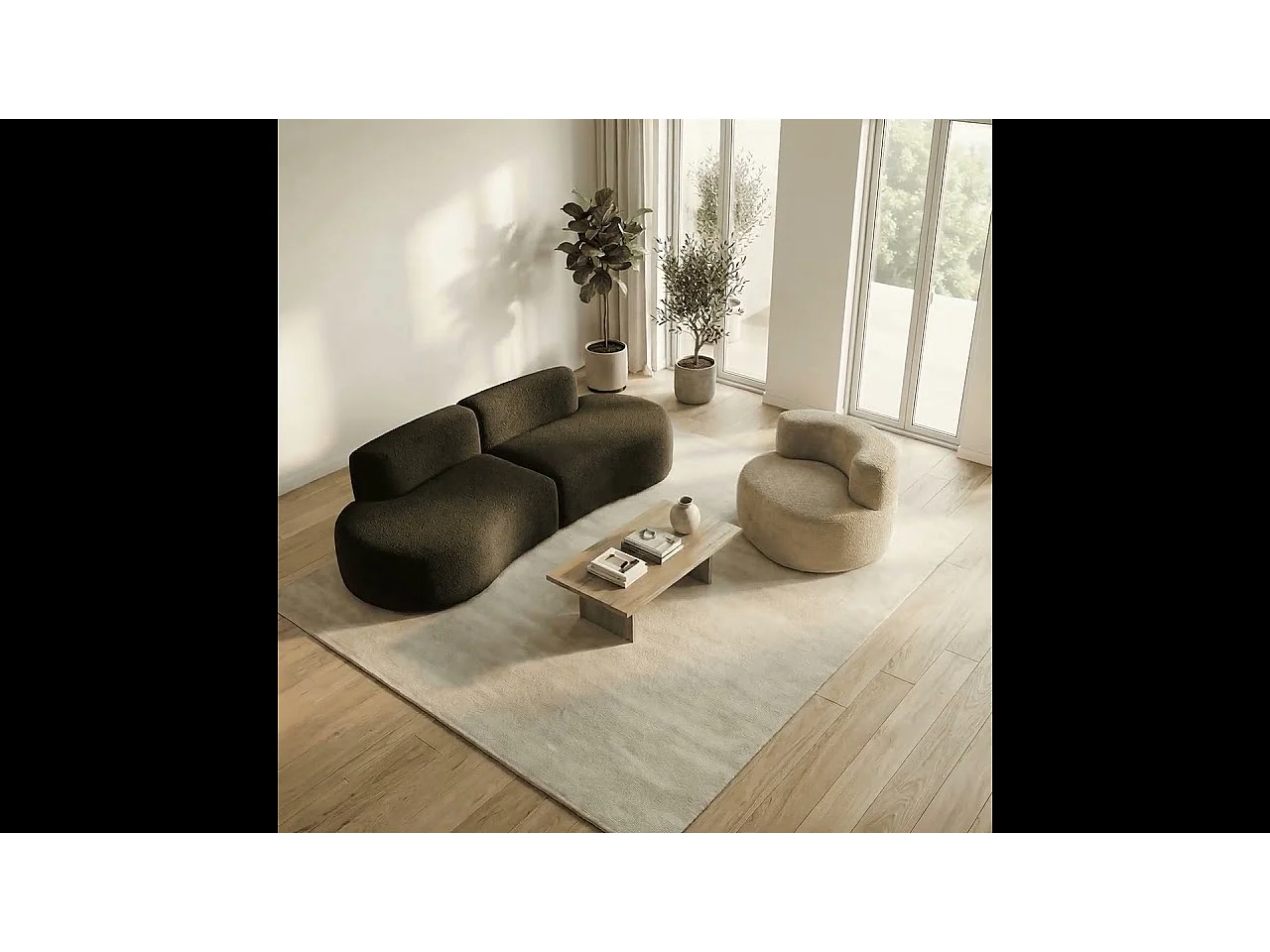Coco Living Pack Lounge Canapé et fauteuil - chocolat et sable