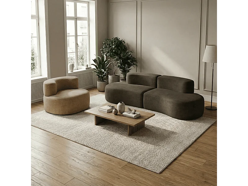 Coco Living Pack Lounge bank en fauteuil – chocolade en zand