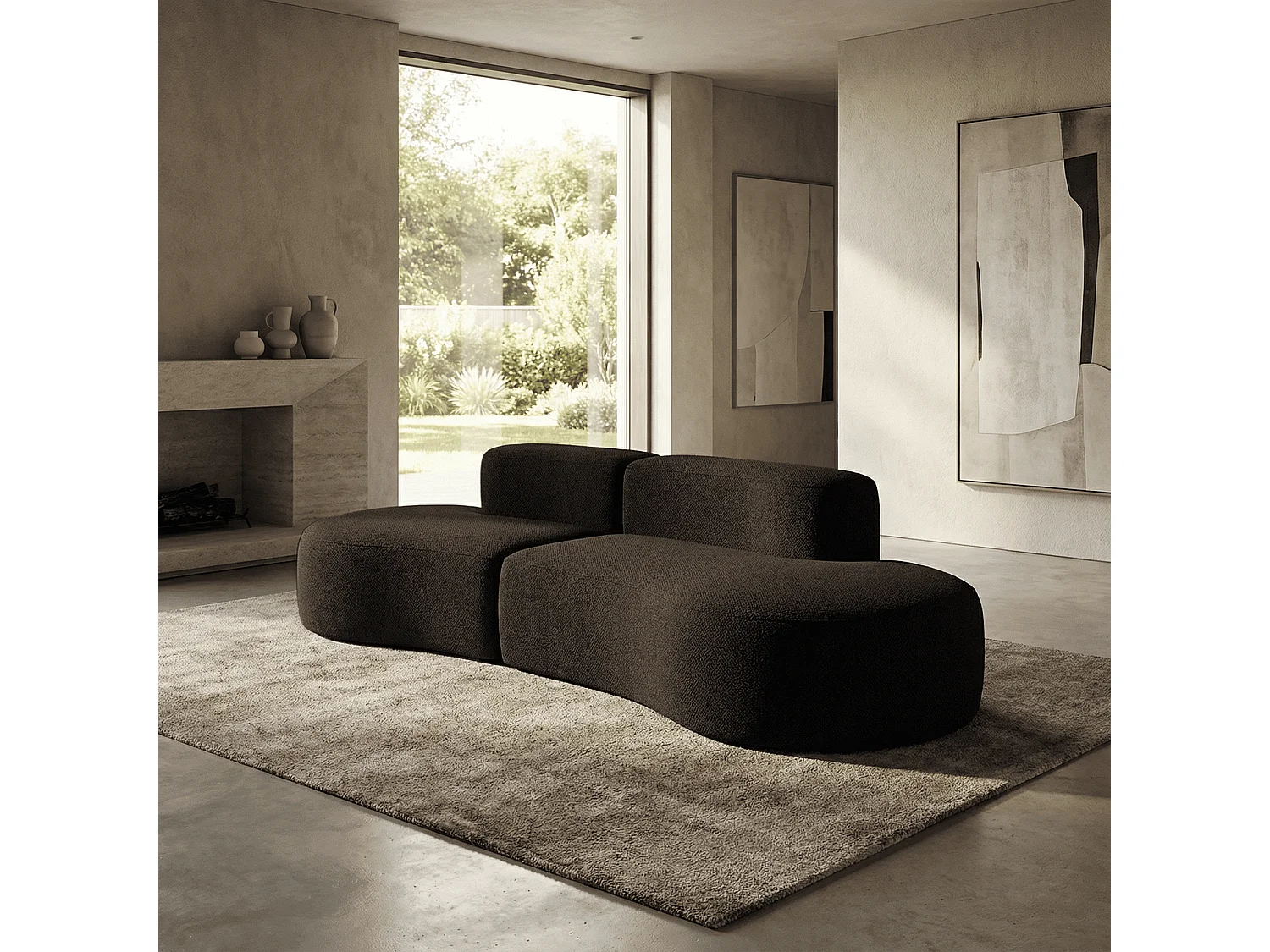 Coco Living Lounge-Sofa Doppel - Dunkle Schokolade