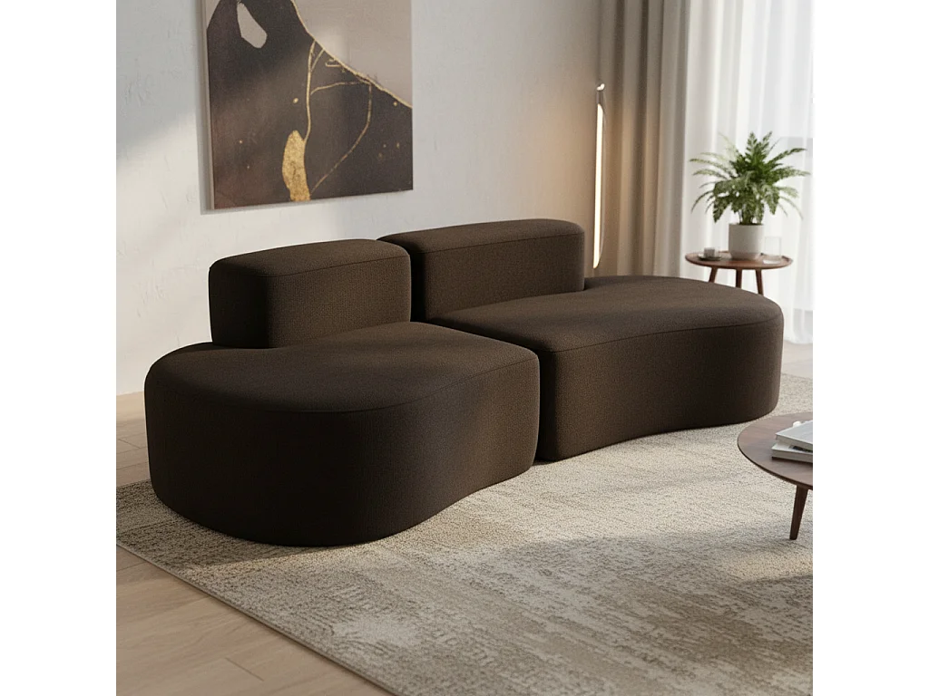 Coco Living Lounge-Sofa Doppel - Dunkle Schokolade