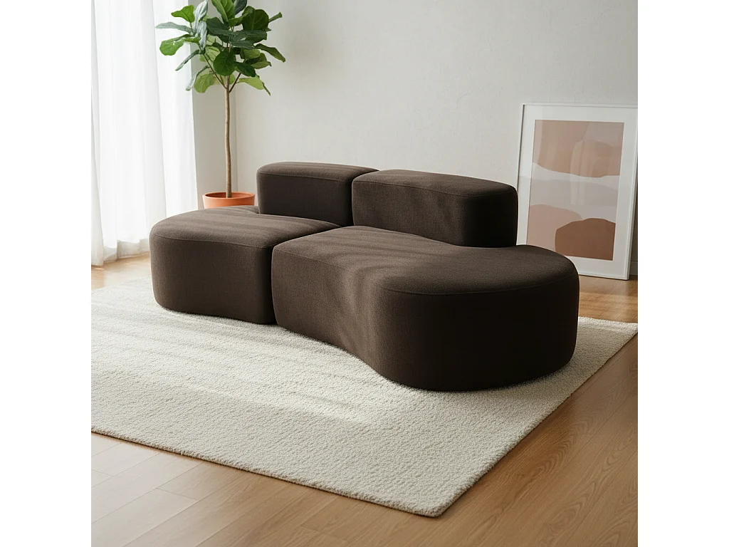 Coco Living Lounge-Sofa Doppel - Dunkle Schokolade