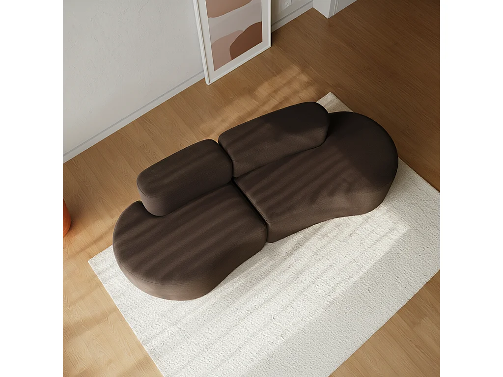 Coco Living Lounge-Sofa Doppel - Dunkle Schokolade