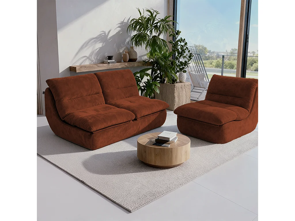 Coco Living Nuvia Living Set 3-Sitzer - Schokolade und Schokolade