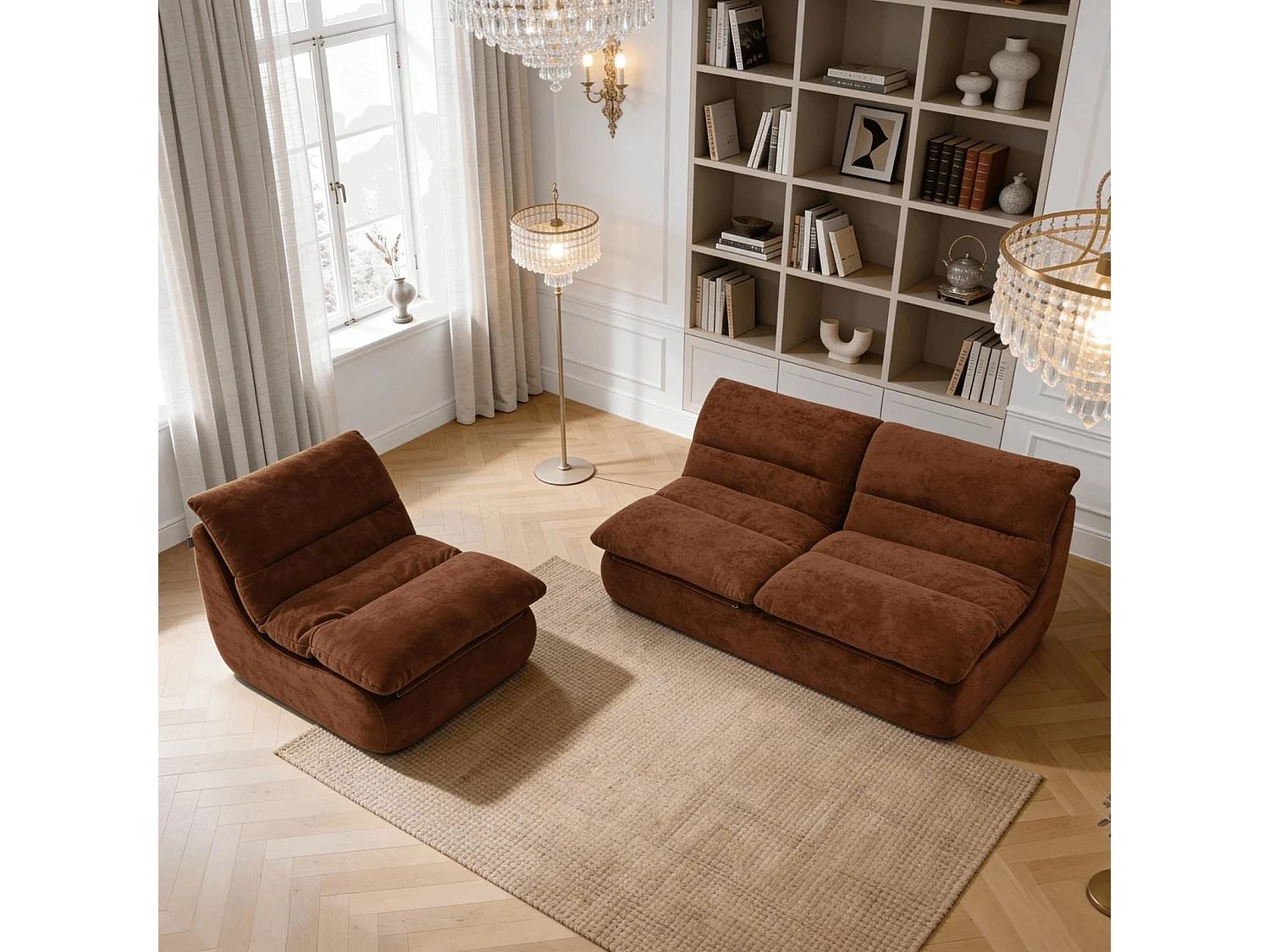 Coco Living Nuvia Living Set 3-Sitzer - Schokolade und Schokolade