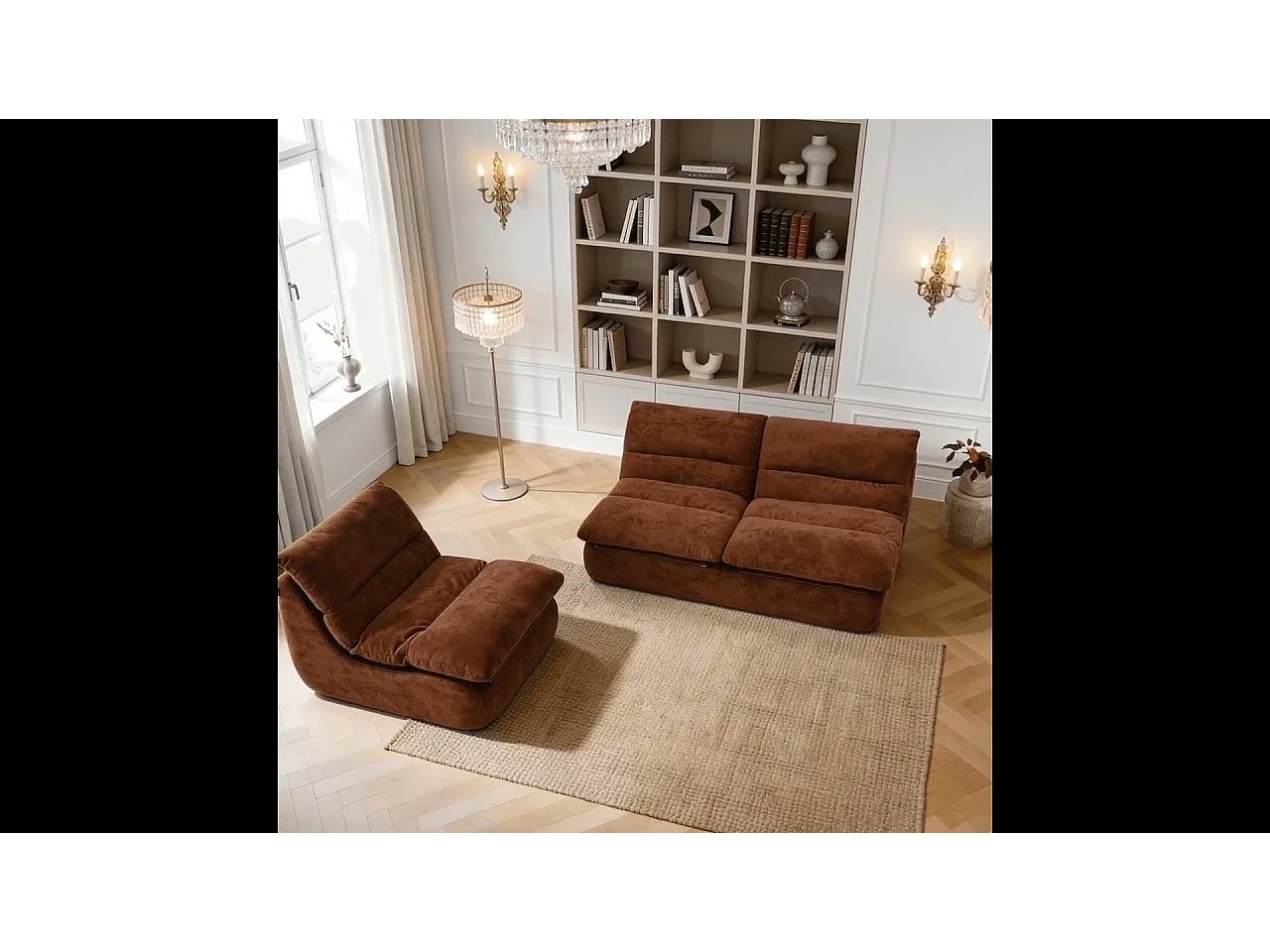 Coco Living Pack Nuvia Living 3 places - chocolat et chocolat