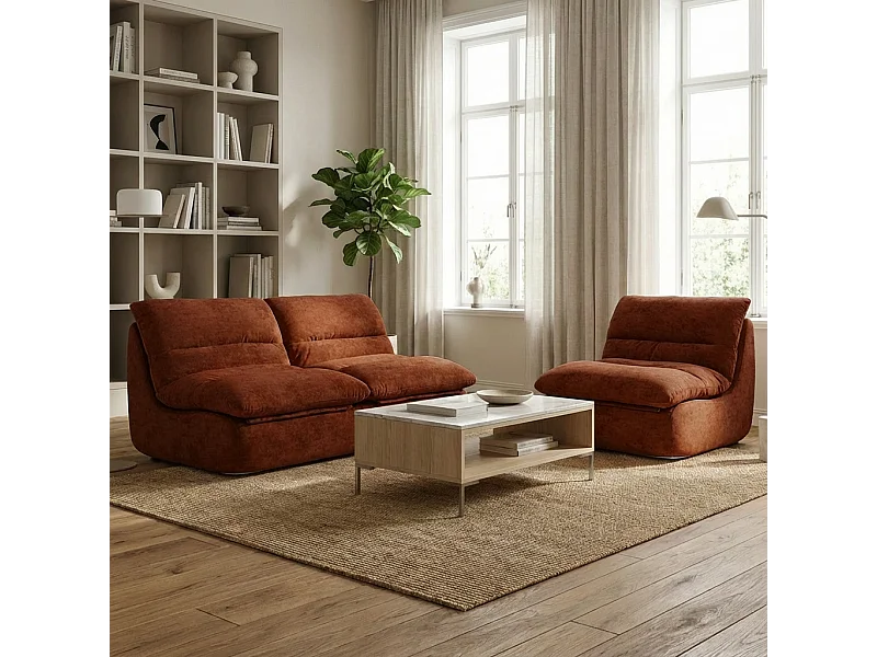 Coco Living Nuvia Living Set 3-Sitzer - Schokolade und Schokolade