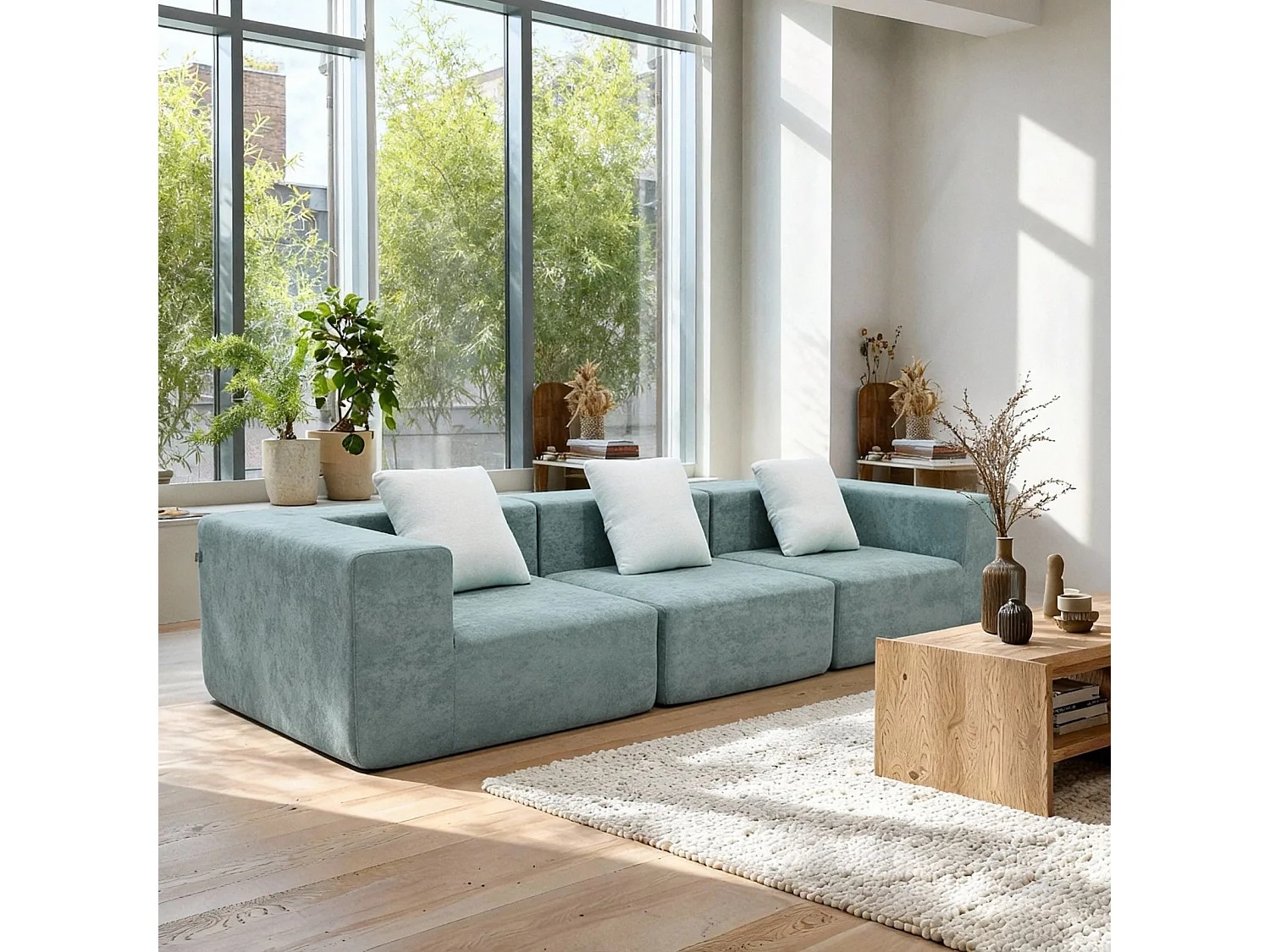 Coco Living Sofa Pure 3-Sitzer - Salbei Weiß