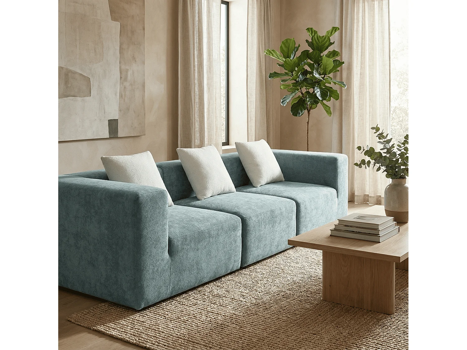 Coco Living Sofa Pure 3-Sitzer - Salbei Weiß