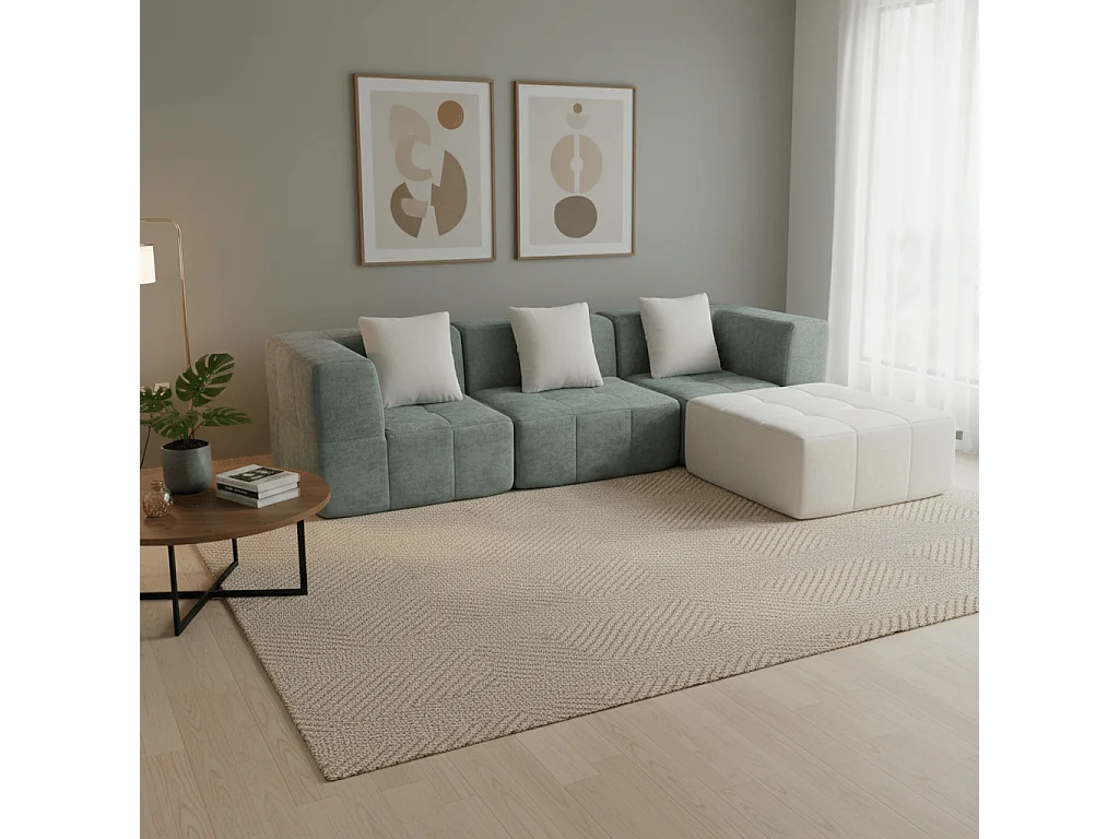 Coco Living Sofa Eden Komplett 3-Sitzer - Salbei Weiß