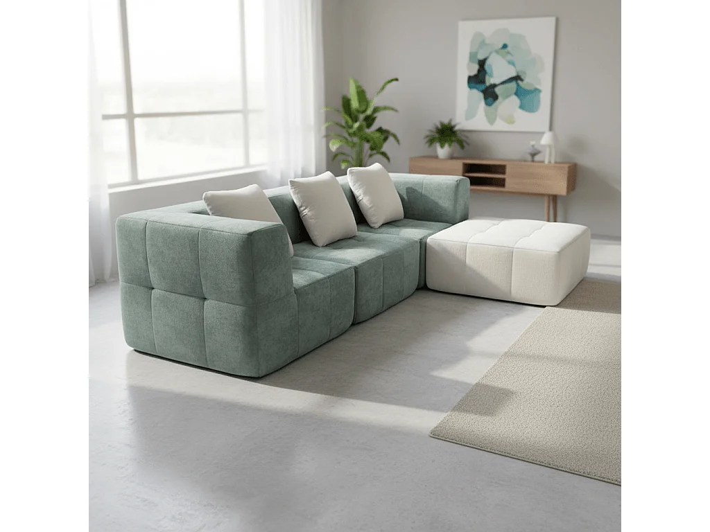 Coco Living Sofa Eden Komplett 3-Sitzer - Salbei Weiß