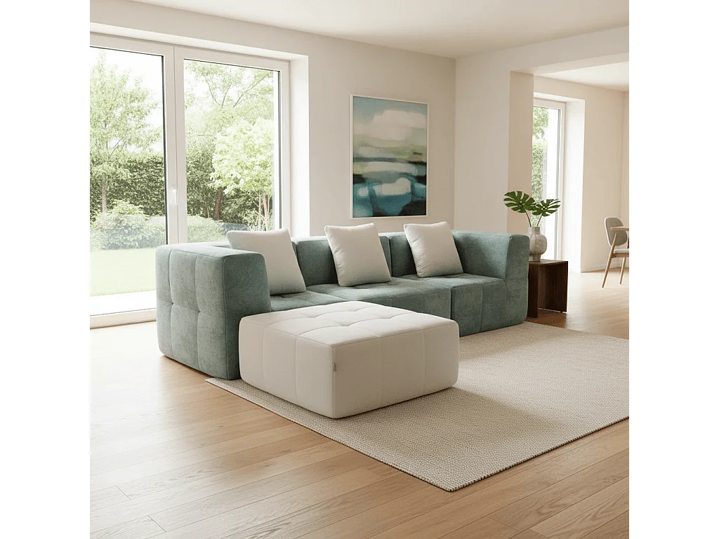 Coco Living Sofa Eden Komplett 3-Sitzer - Salbei Weiß