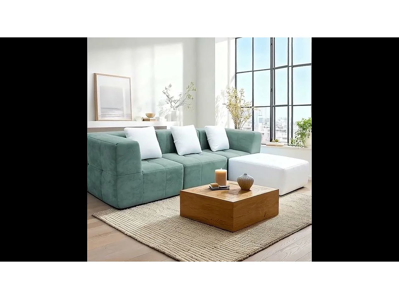 Coco Living Canapé Eden Complet 3 places - sauge blanc