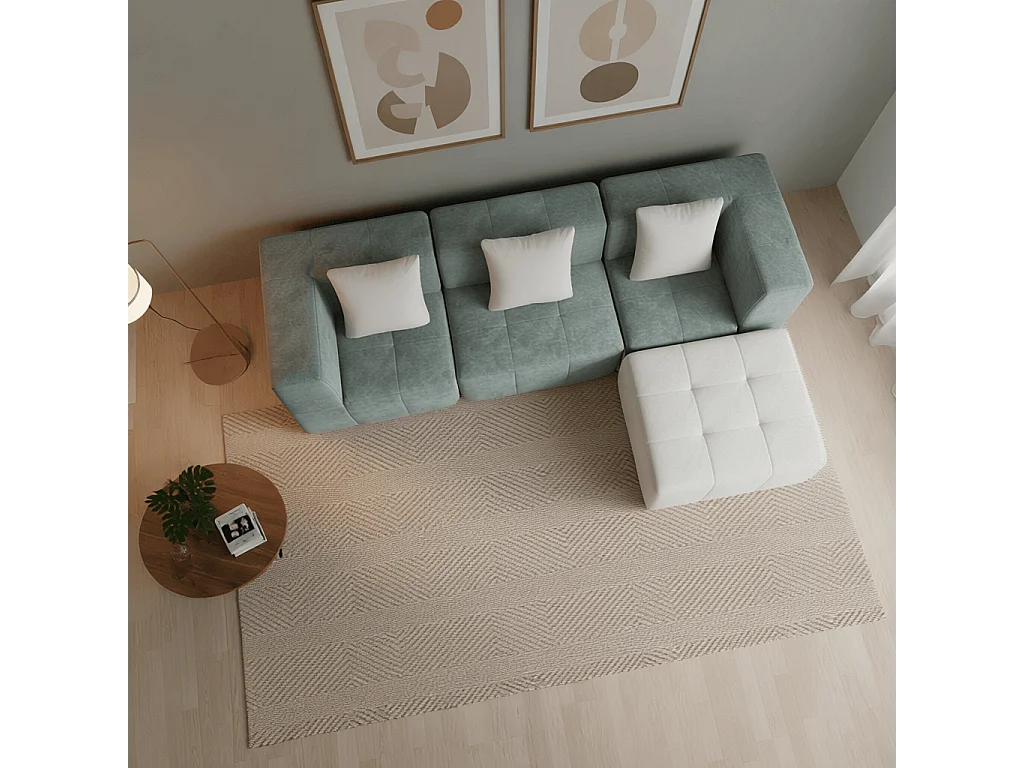 Coco Living Canapé Eden Complet 3 places - sauge blanc