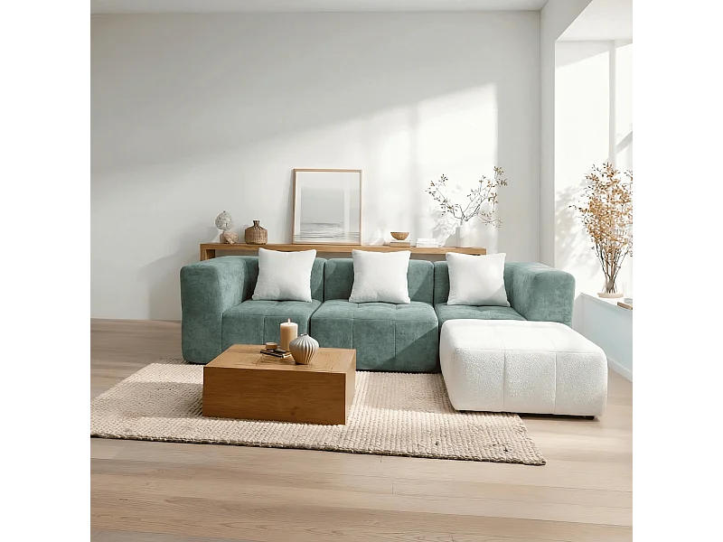 Coco Living Sofa Eden Komplett 3-Sitzer - Salbei Weiß