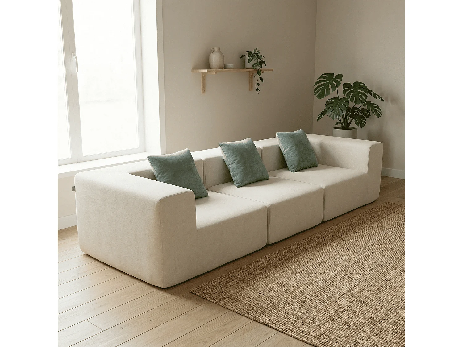 Sofa Pure 3-osobowa – biały szałwia