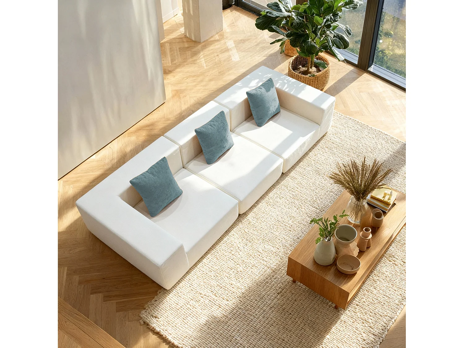 Sofa Pure 3-osobowa – biały szałwia