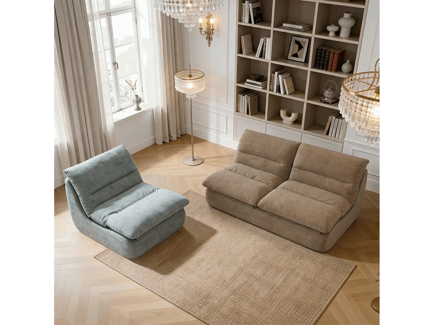 Coco Living Nuvia Living Set 3-Sitzer - Sand und Salbei