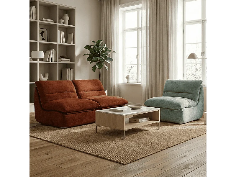 Coco Living Nuvia Living Set 3-Sitzer - Schokolade und Salbei