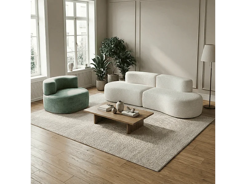 Coco Living Pack Lounge Canapé et fauteuil - blanc et sauge