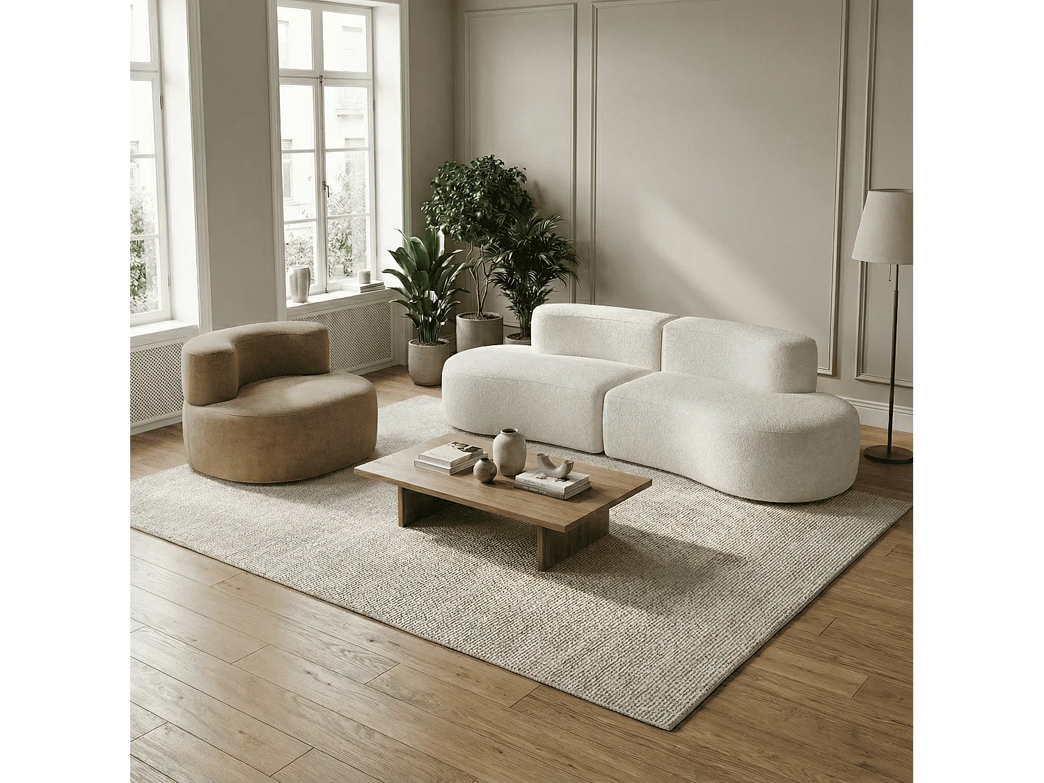 Coco Living Pack Lounge Canapé et fauteuil - blanc et sable