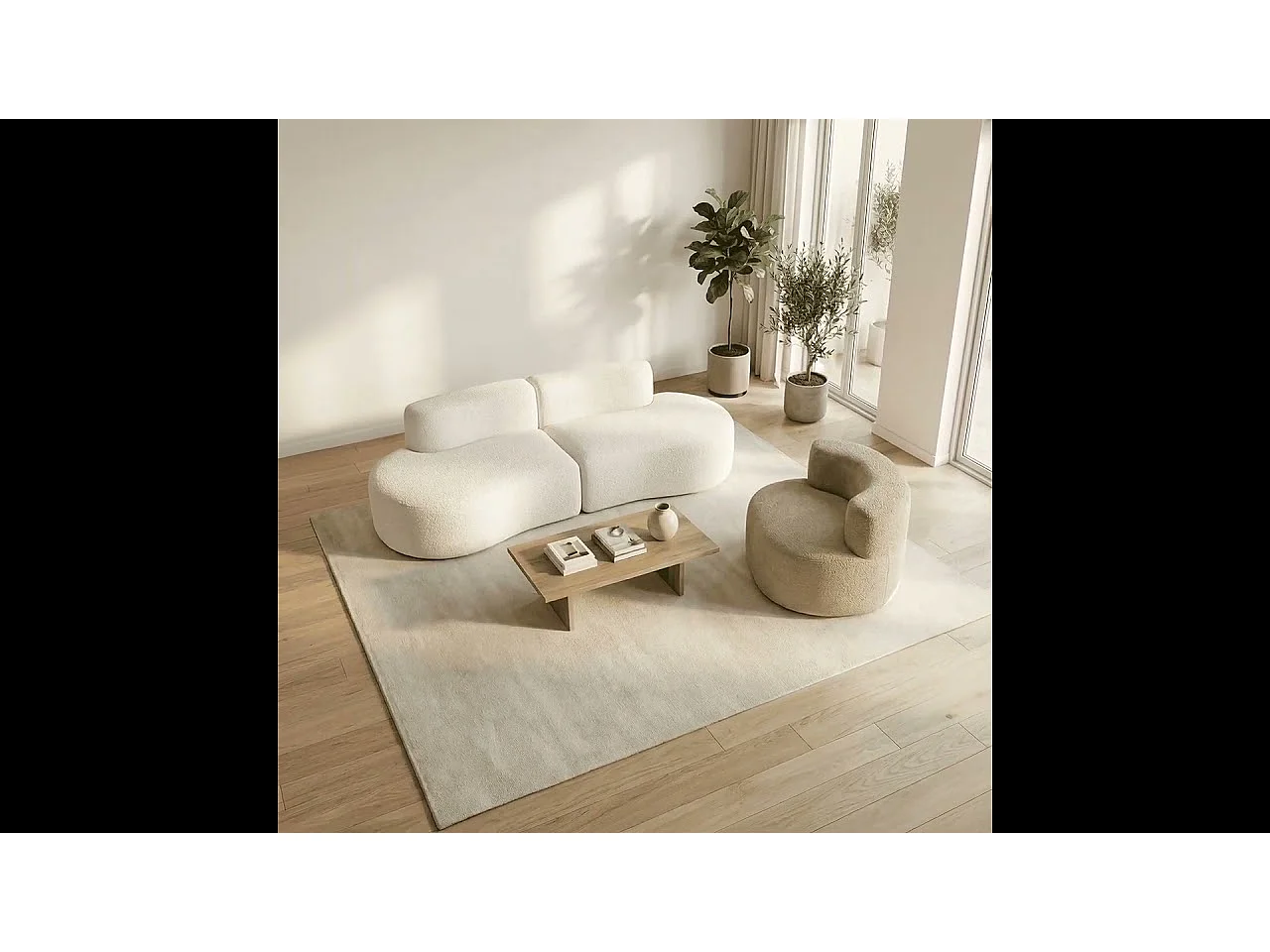Coco Living Pack Lounge Canapé et fauteuil - blanc et sable