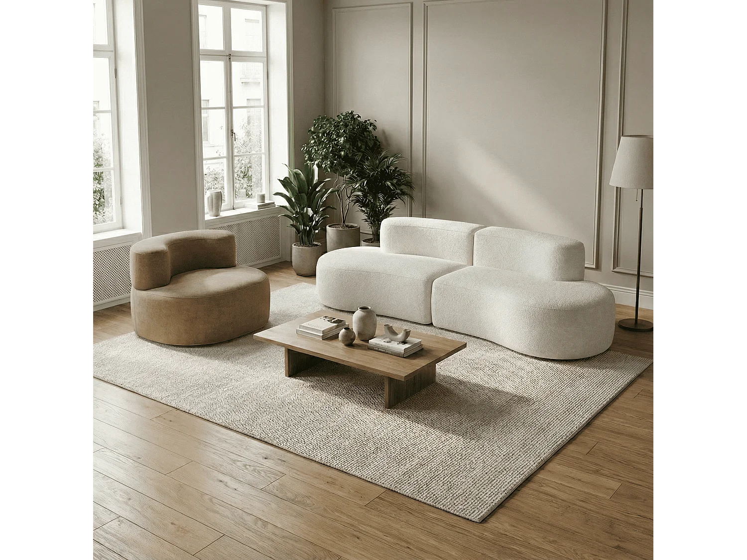 Coco Living Pack Lounge Canapé et fauteuil - blanc et sable