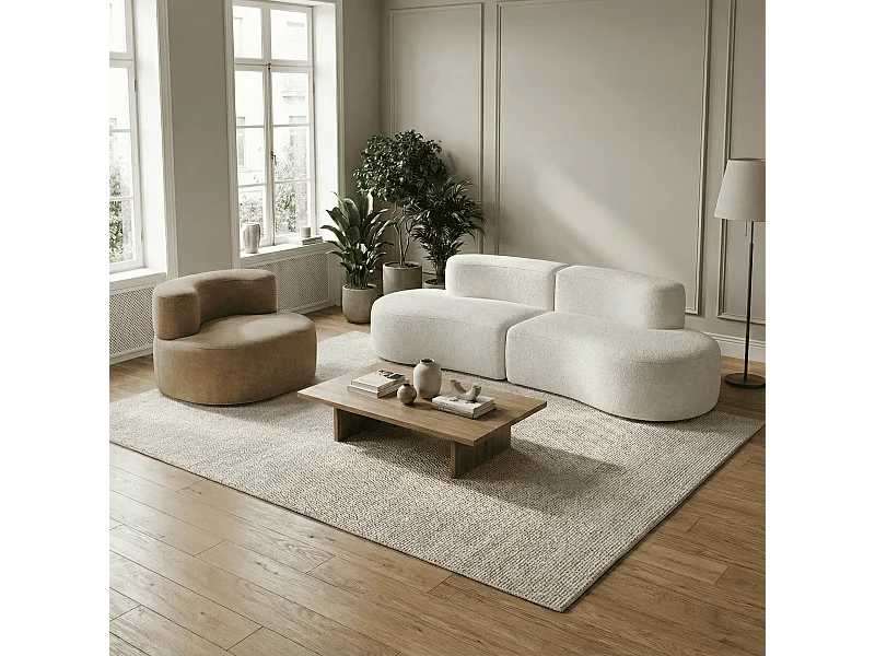 Lounge-Set Sofa und Sessel - Weiß und Sand
