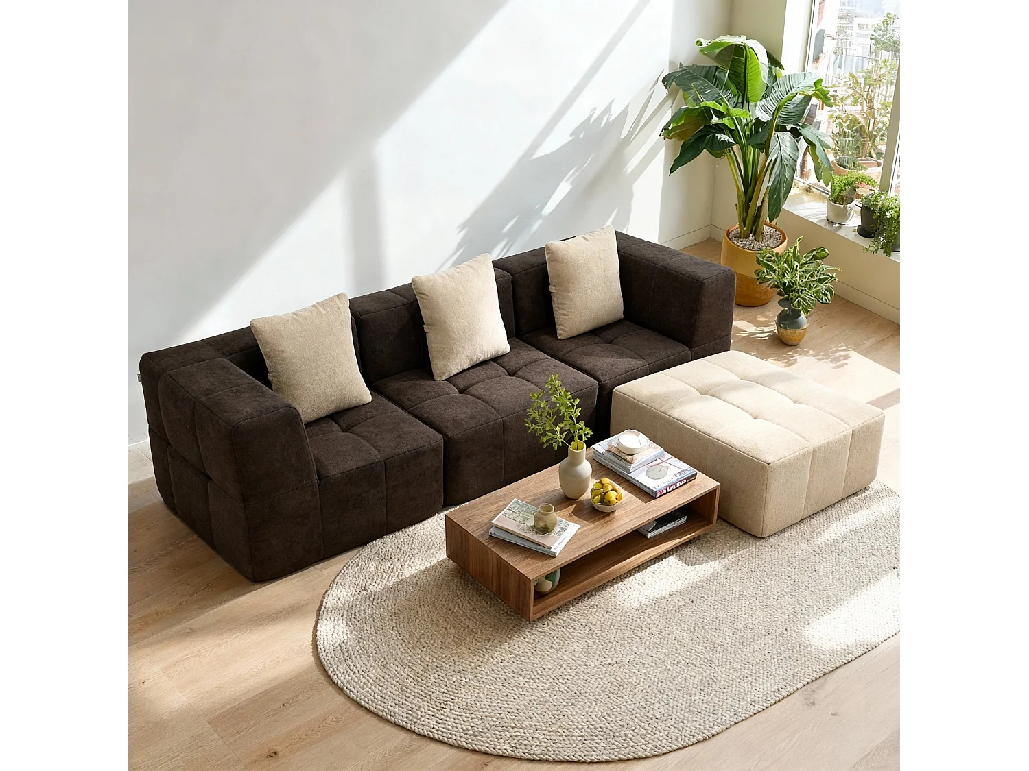 Sofa Eden Komplett 3-Sitzer - Braun Sand