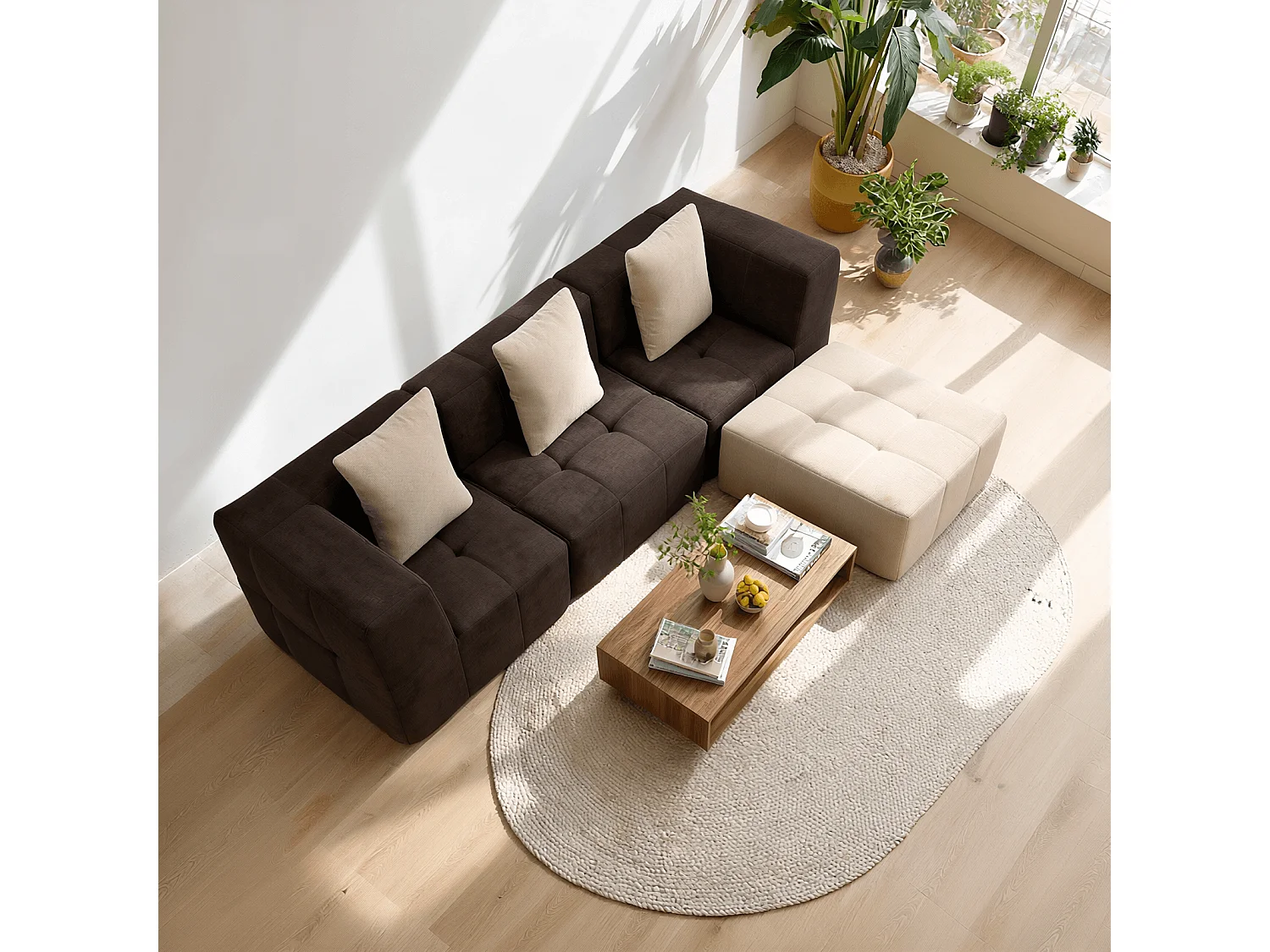 Sofa Eden Komplett 3-Sitzer - Braun Sand