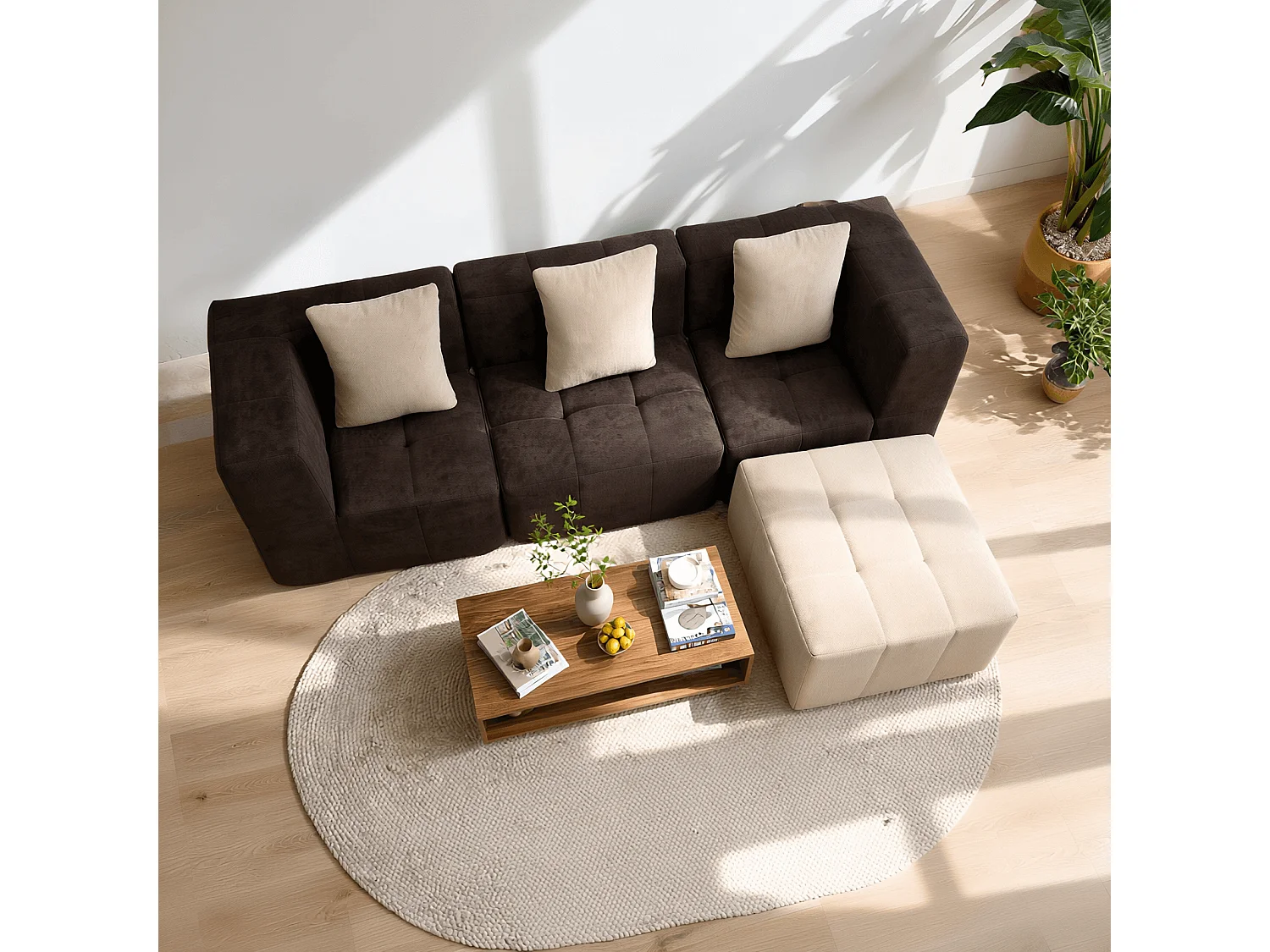Sofa Eden Komplett 3-Sitzer - Braun Sand