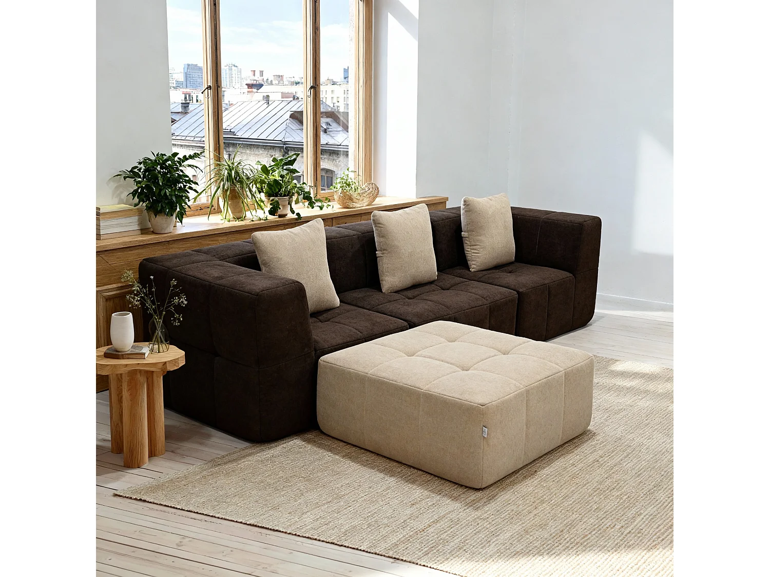 Coco Living Canapé Eden Complet 3 places - marron sable