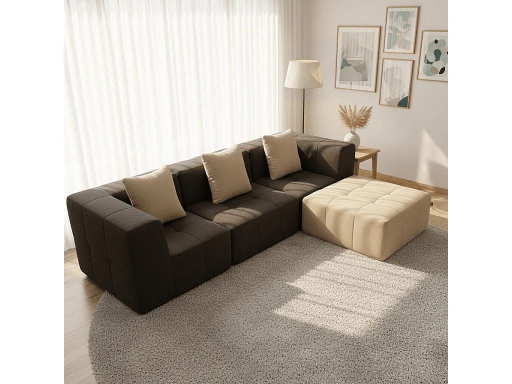 Coco Living Canapé Eden Complet 3 places - marron sable